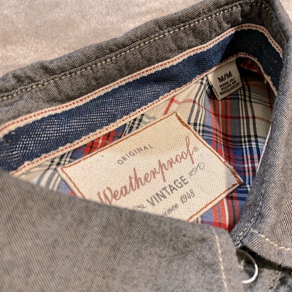 Weatherproof Long Sleeve Chambray Shirt Button-up Medium - Picture 2 of 6